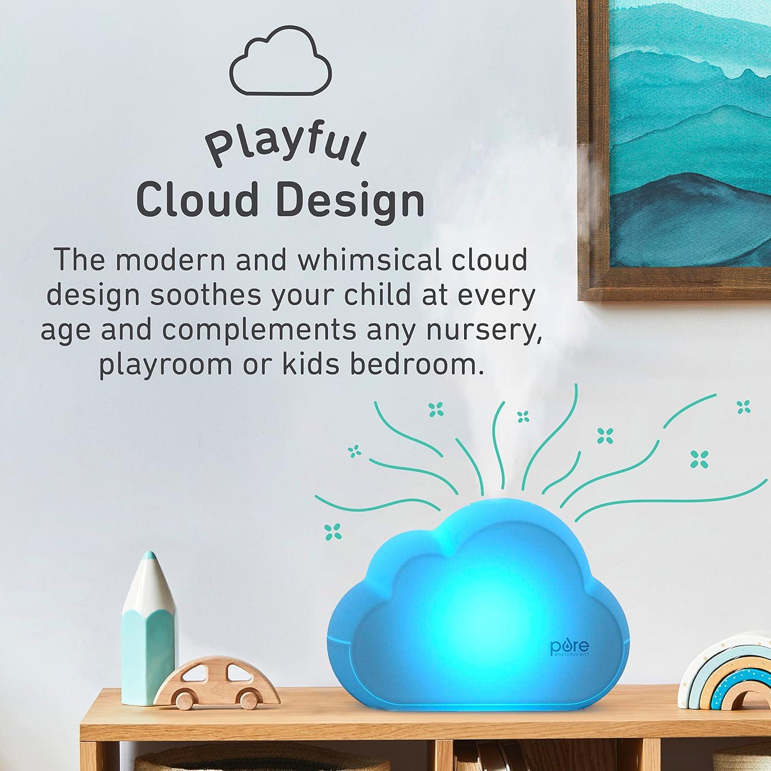Pure Enrichment MistAire Cloud Ultrasonic Cool Mist Humidifier and Mood Light: Kids' Bedroom, Adjustable, Quiet, 24hr Run
