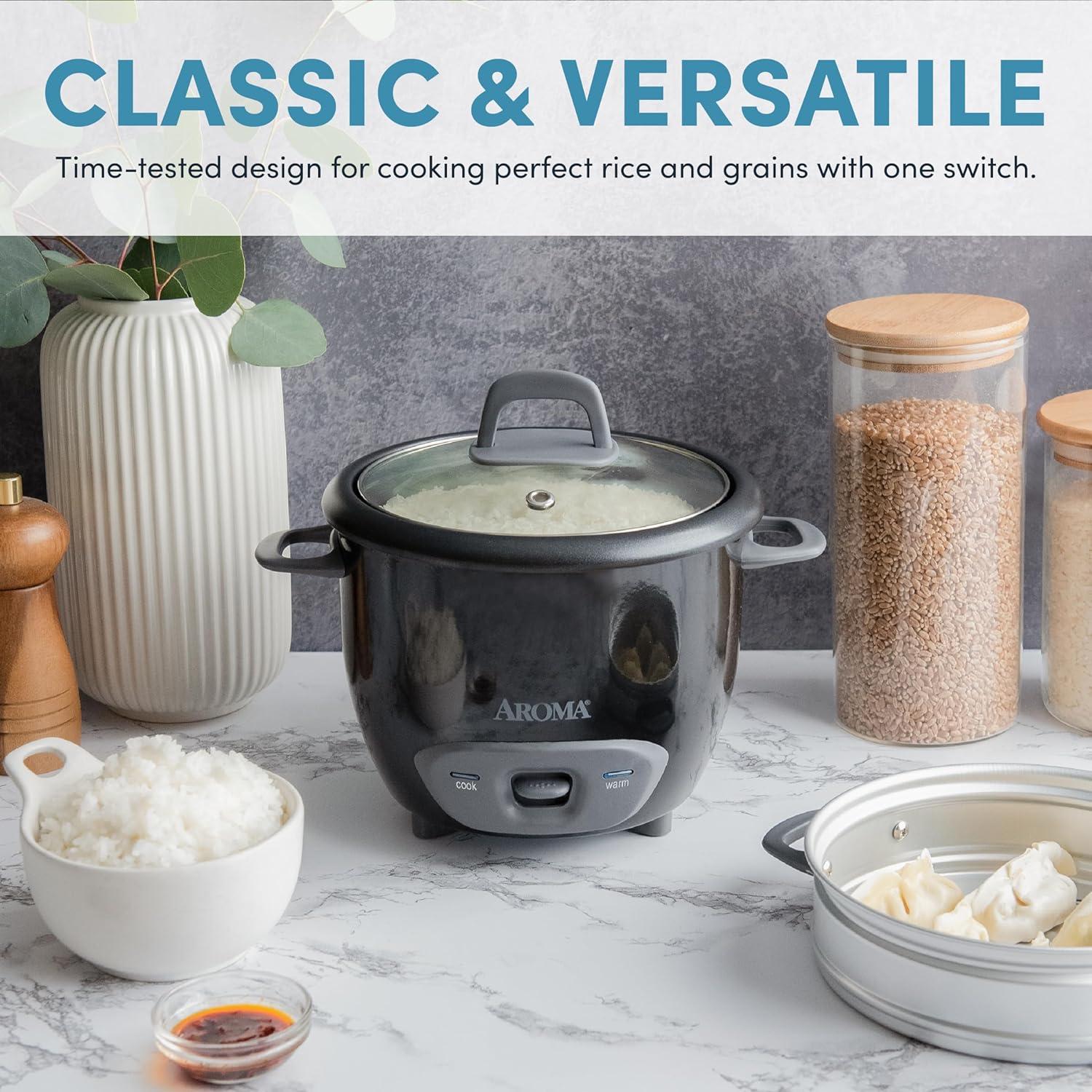 Aroma AROMA Rice Cooker, 7-Cup (Uncooked) / 14-Cup (Cooked), Steamer, Grain Cooker, 3Qt