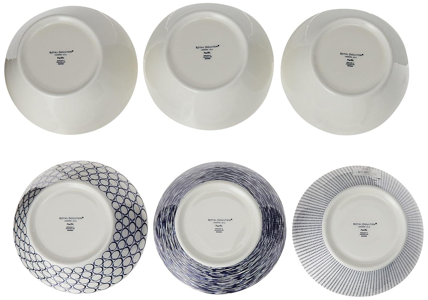 1815 Pacific Bowl 16cm 6.3in, Blue Mixed Patterns, Set of 6