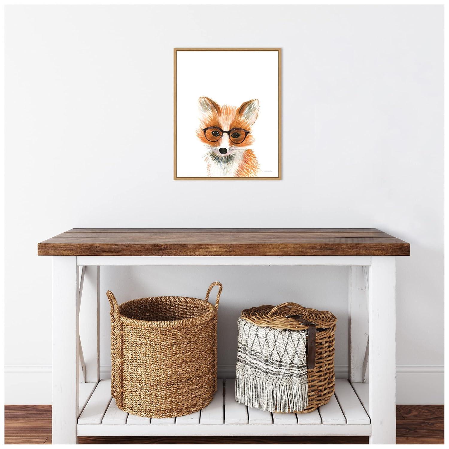 16"x20" Fox in Glasses Artwork by Mercedes Lopez Charro: Vertical Lithograph, Amanti Art