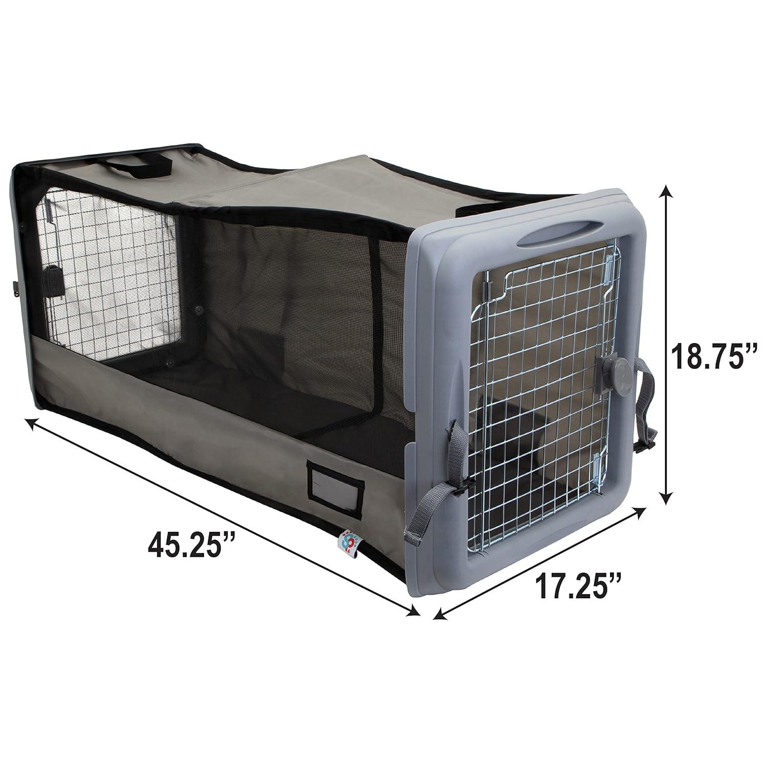 Large Portable Waterproof Pet Travel Kennel with Mesh Panels