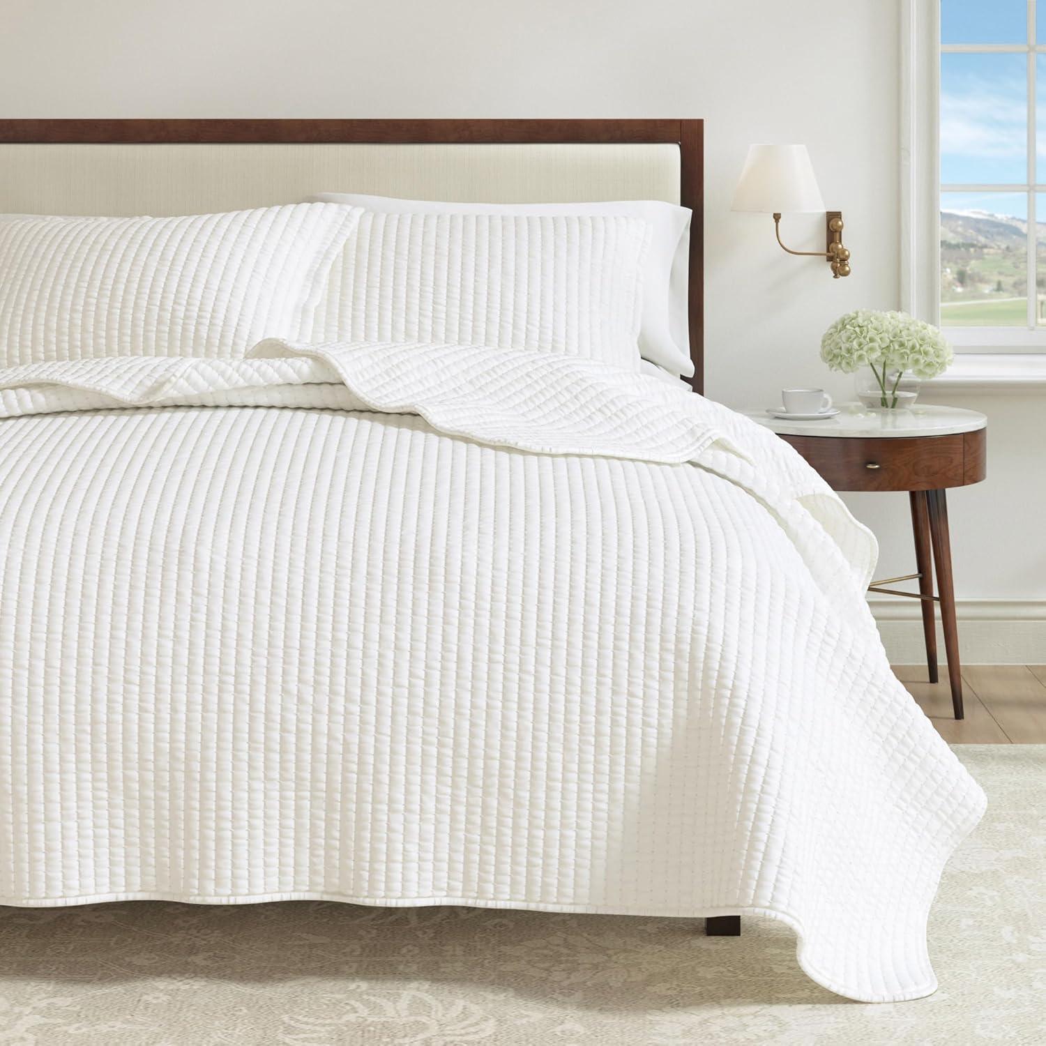 FreshFolds Modern & Contemporary Stripe Stitched Quilt Set with Shams