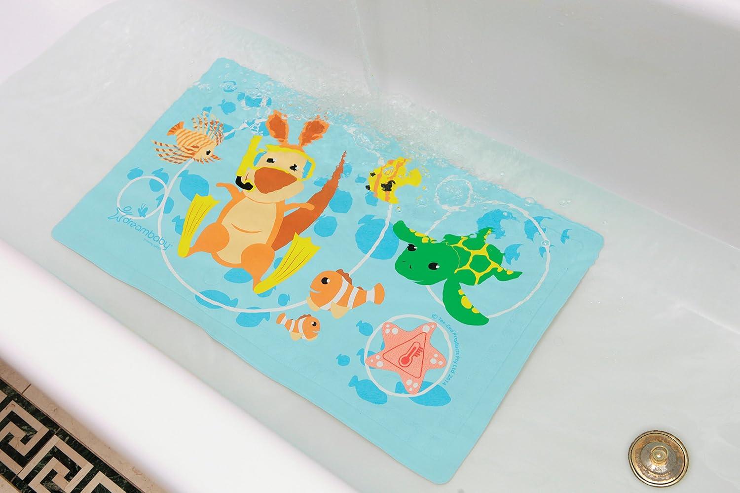 Dreambaby Anti-Slip Bath Mat with Too Hot Indicator, Animals