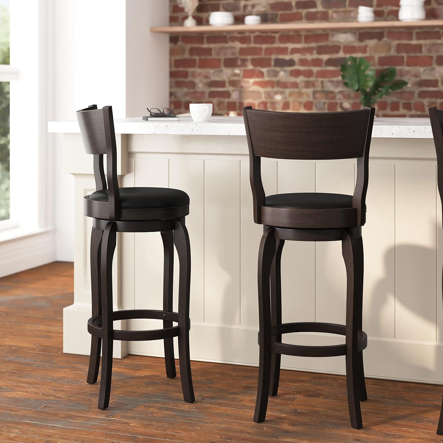 Enola Classic Wooden Dining Stool With Bowed Frame And Upholstered Seat