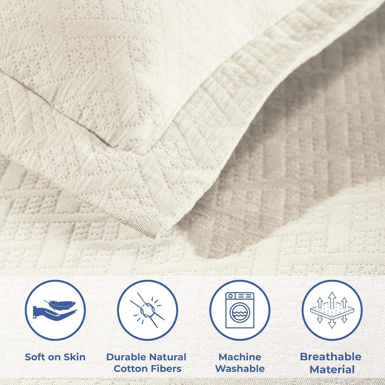 Superior Superior Cotton All Season Basketweave Medium Weight Bedspread Set with Shams