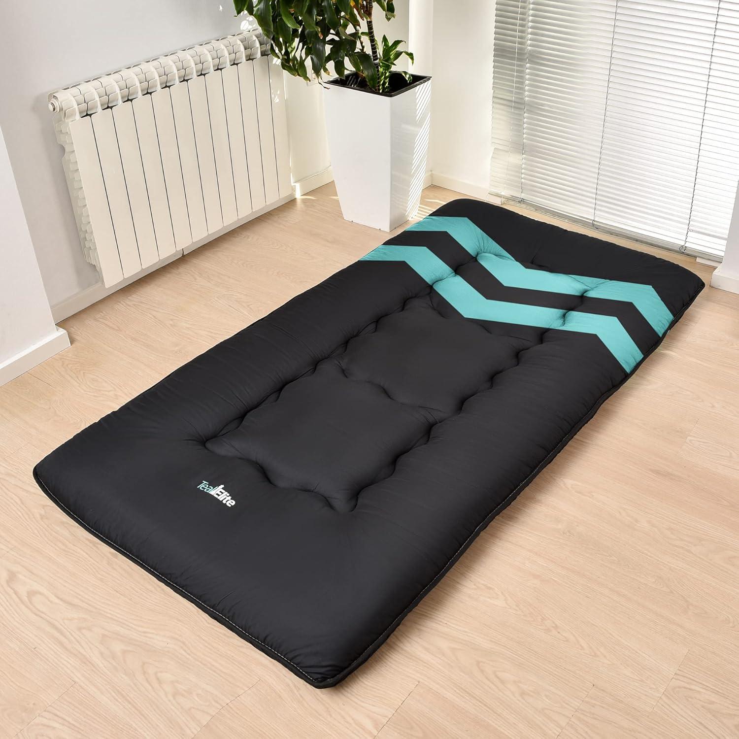 Teal Elite Japanese Futon Mattress Tatami Roll Up Sleeping Mat, Twin Size