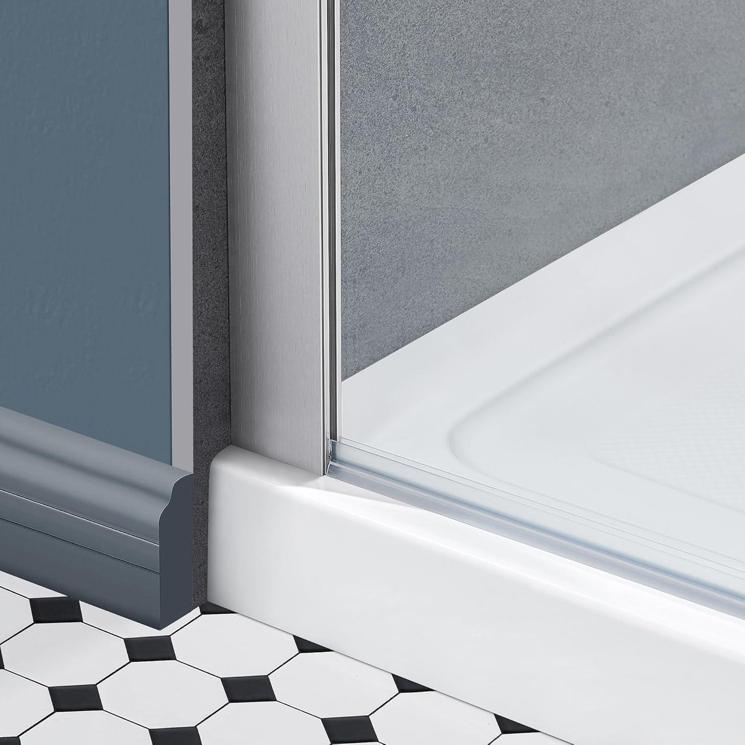 OVE Decors Bel Soft Close Satin nickel 72-in W x 78.75-in H Frameless Clear Glass Sliding Soft Close Shower door