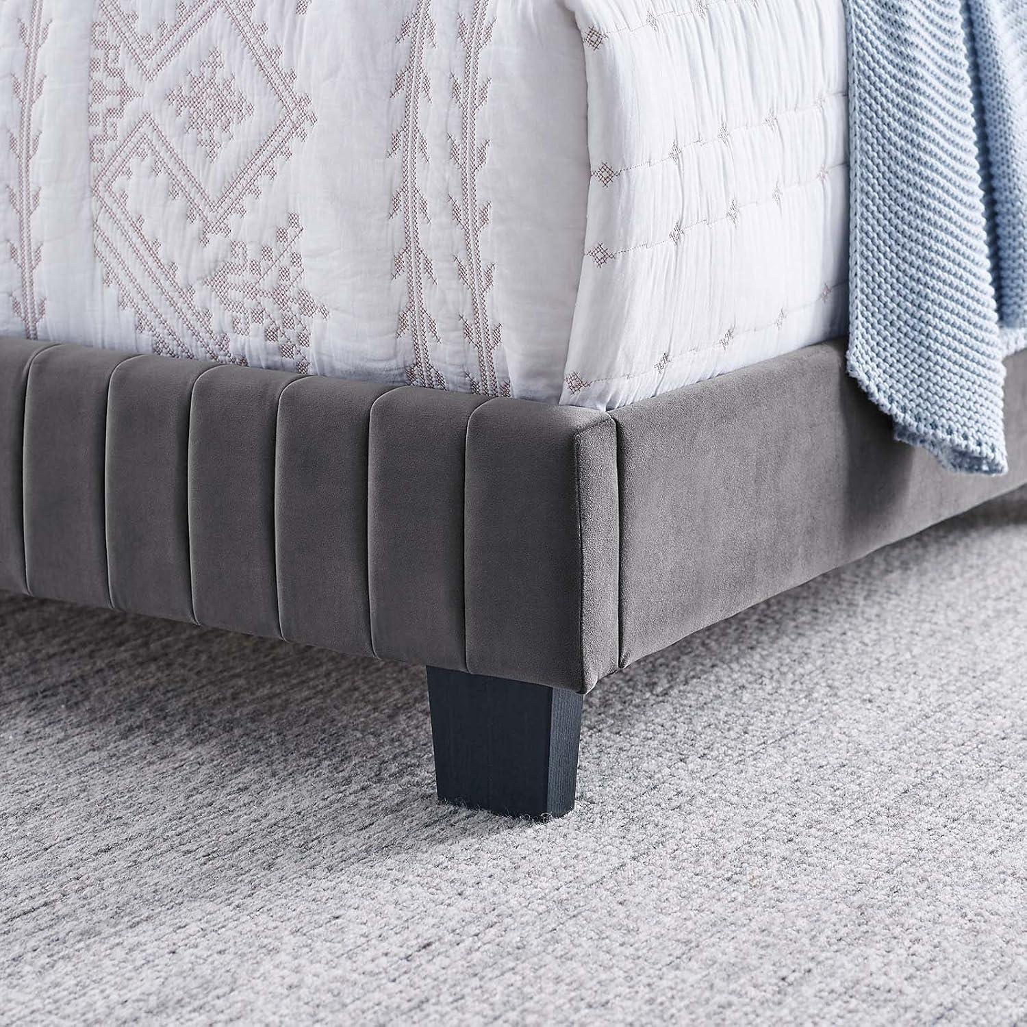 Modway Celine Channel Tufted Performance Velvet King Bed in Gray