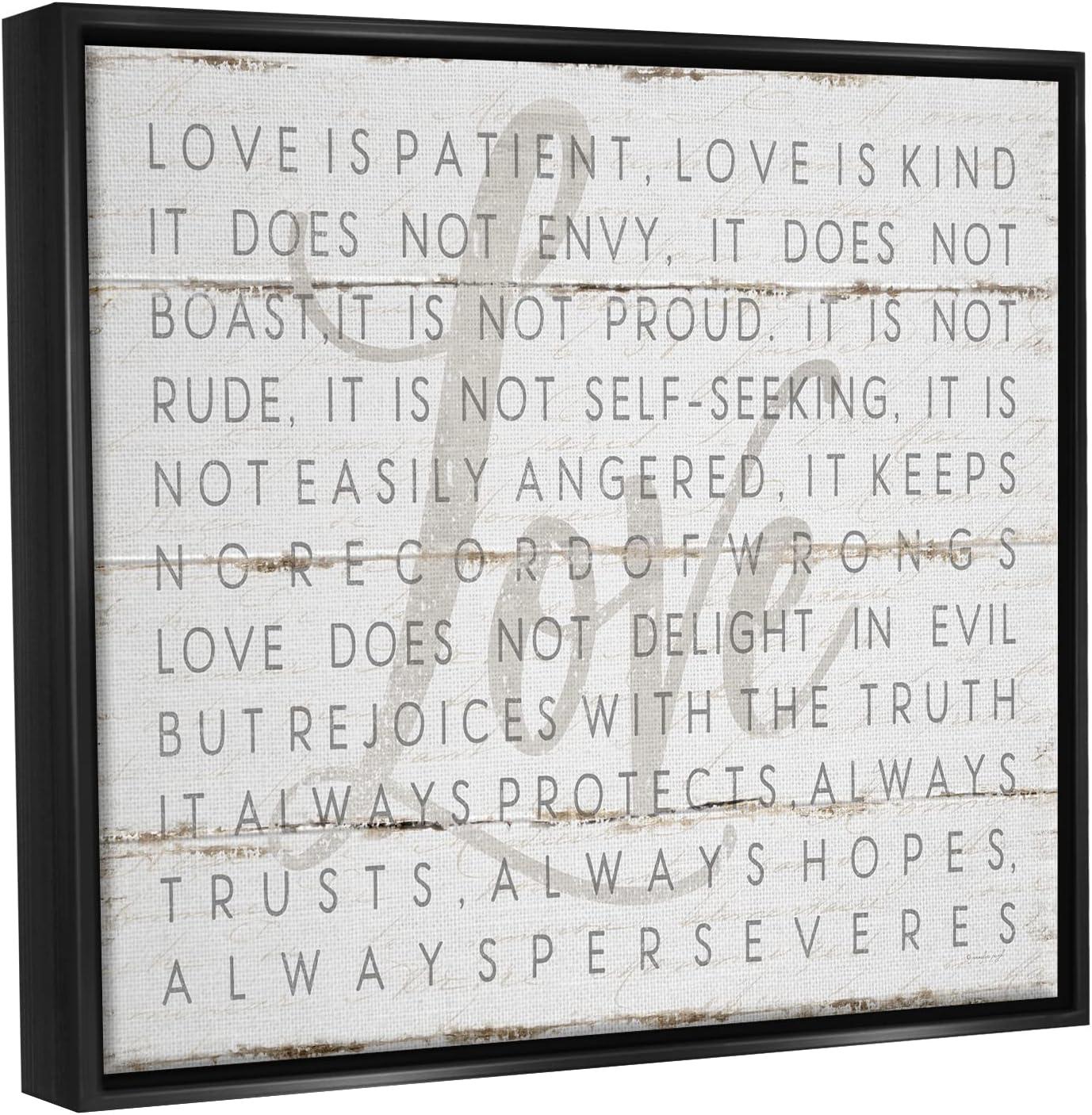 Stupell Industries Love Is Patient Grey on White Planked Look