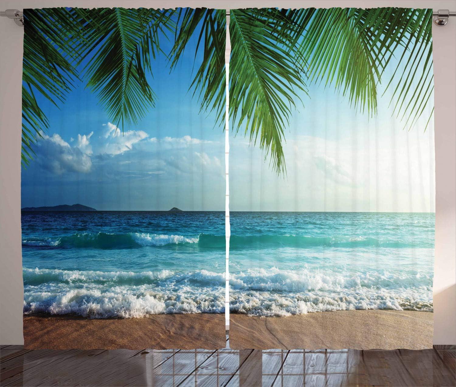 Ocean Semi-Sheer Rod Pocket Curtain Panels (Set of 2)