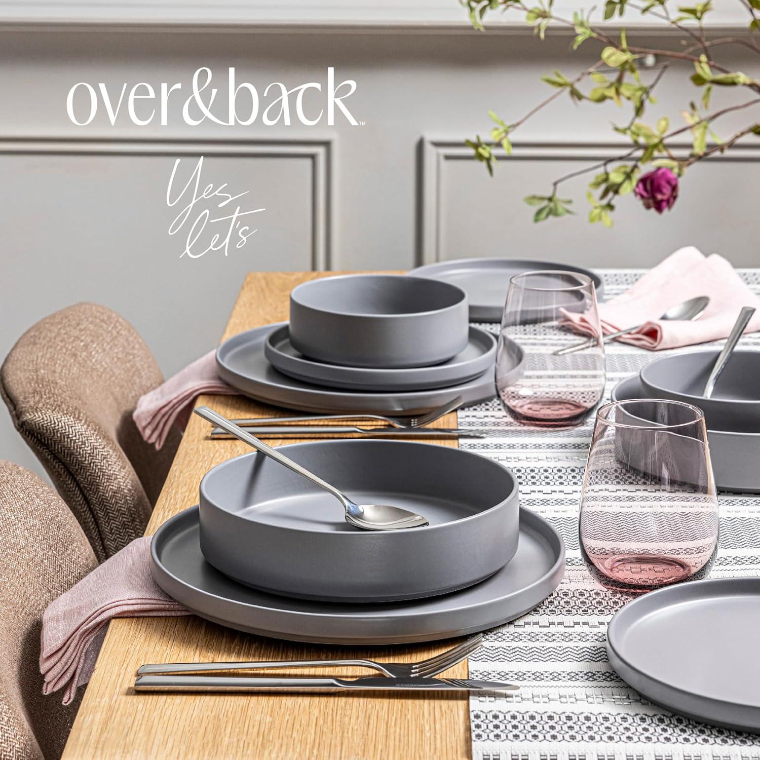 over&back Stackable 16-Piece Semi Hand-Finished Stoneware Dinnerware Set