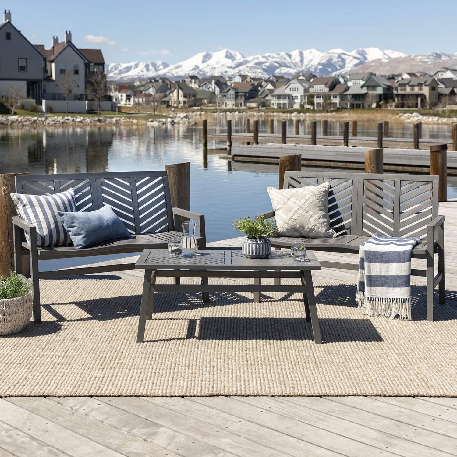 53" Modern Outdoor Wood Patio Dining Bench - Brown