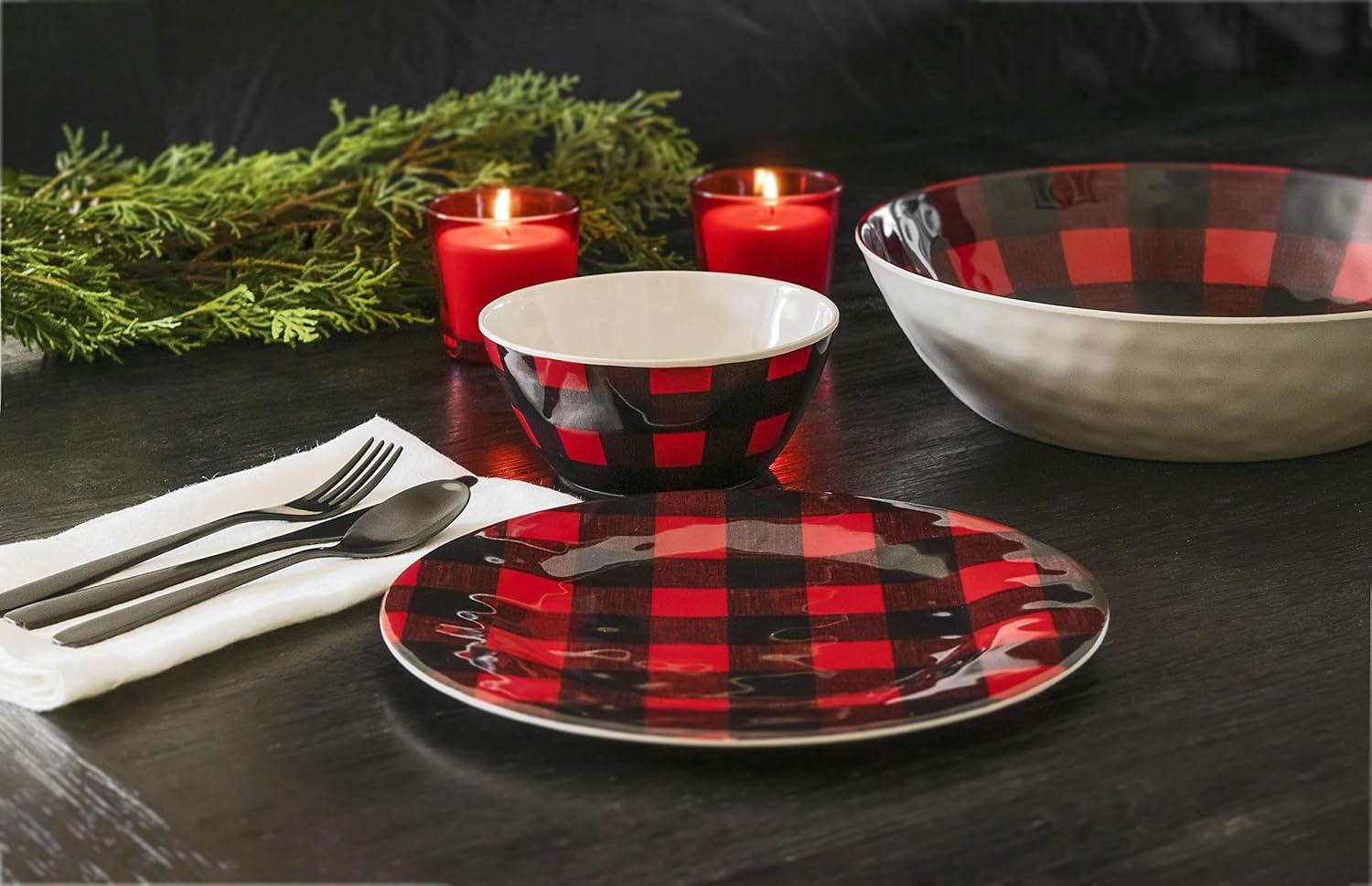 Red and Black Buffalo Check Melamine Oval Platter