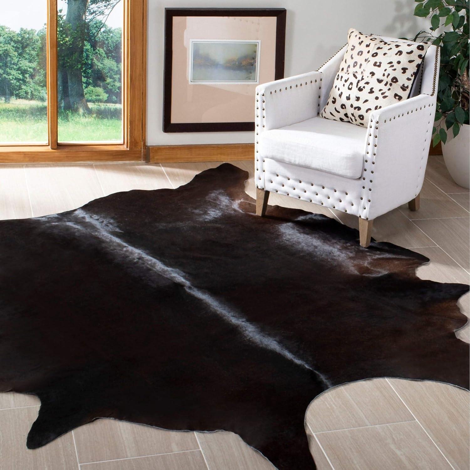 Safavieh  Handmade Cow Hide Lorean Cabin & Lodge Leather Rug Black/Brown 4'7" x 5'8" 5' x 8' Brown