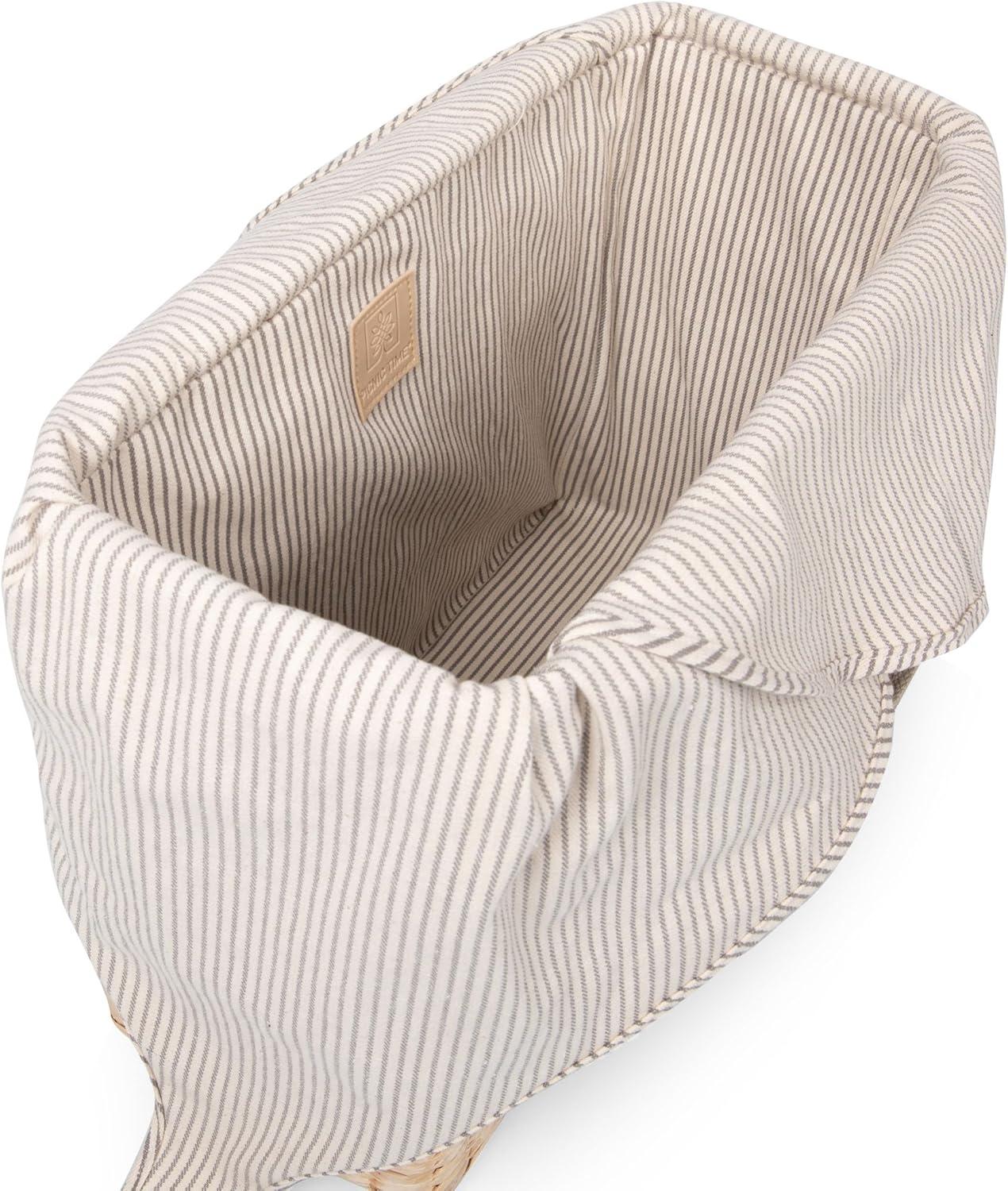 Sage Green Insulated Seagrass Picnic Basket with Fabric Tie