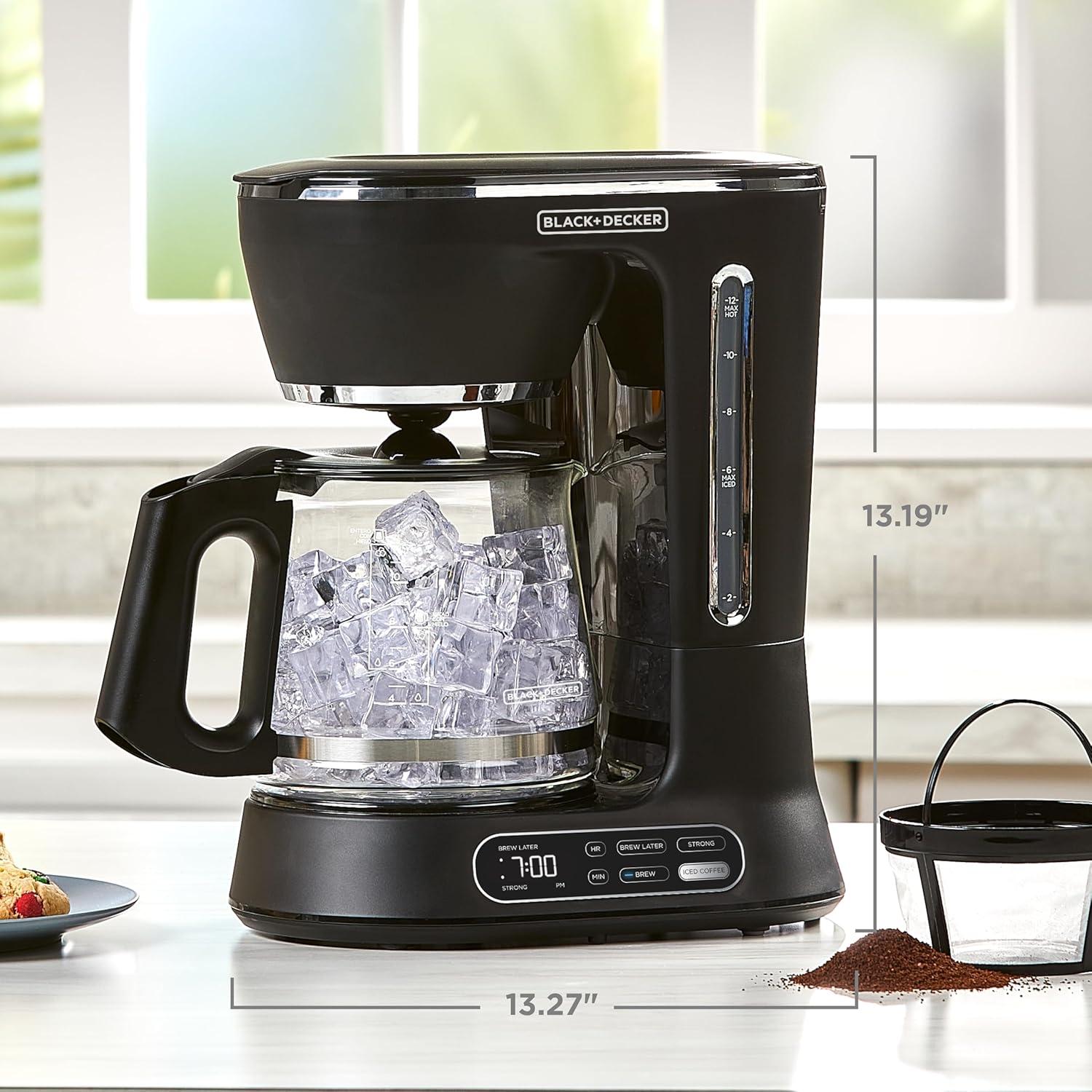 BLACK+DECKER Split Brew 12-Cup Digital Coffee Maker, CM0122, Iced Or Hot Coffee, Programmable, Quick Touch, 4-Hour Keep Warm