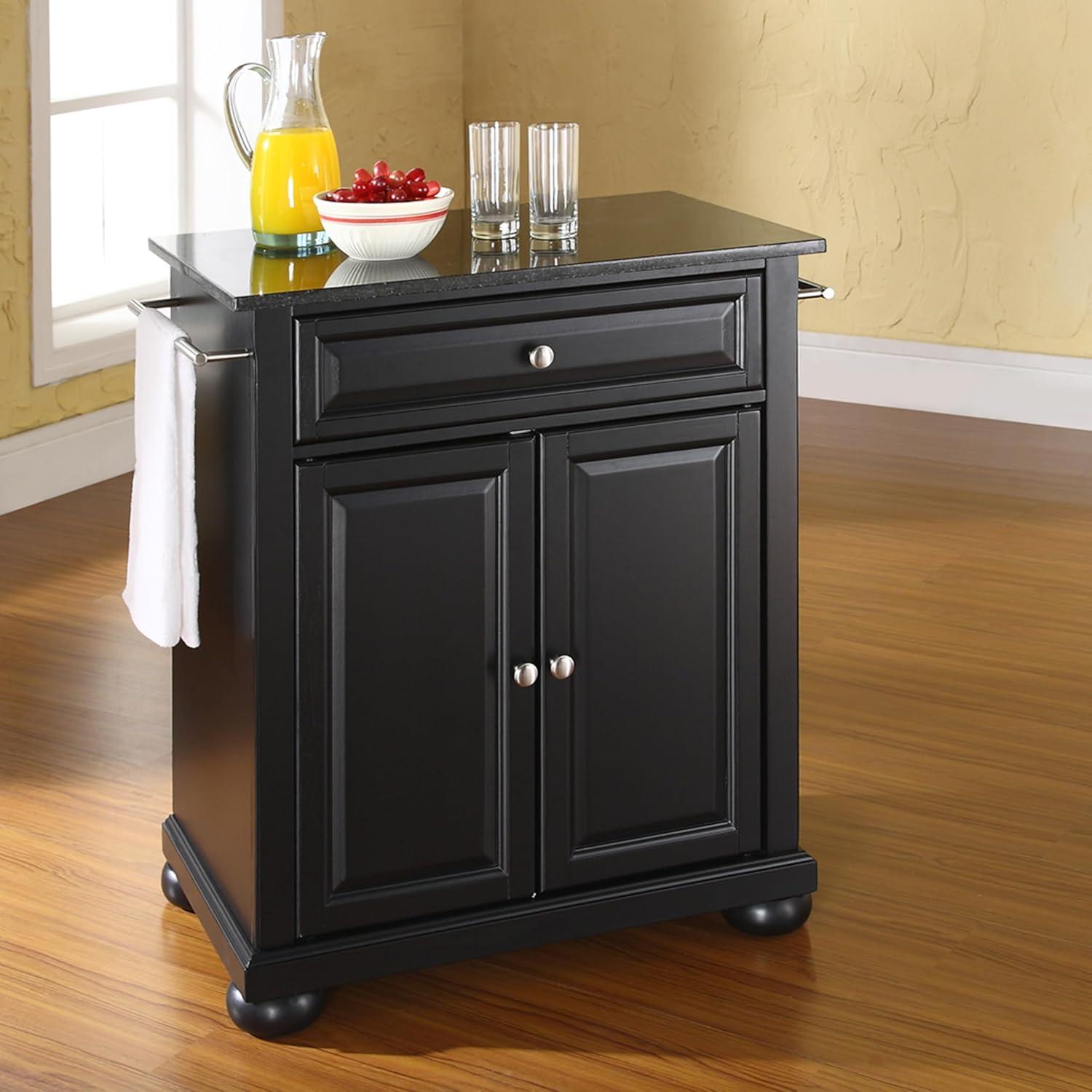 Crosley Alexandria Stainless Steel Top Portable Kitchen Island White : Hardwood Construction, Adjustable Shelf