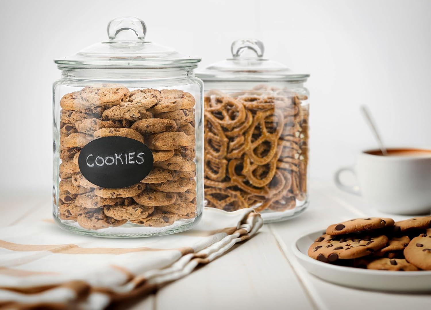 Glass Storage Jars with Chalk and Labels, 1 Gallon, Set of 2