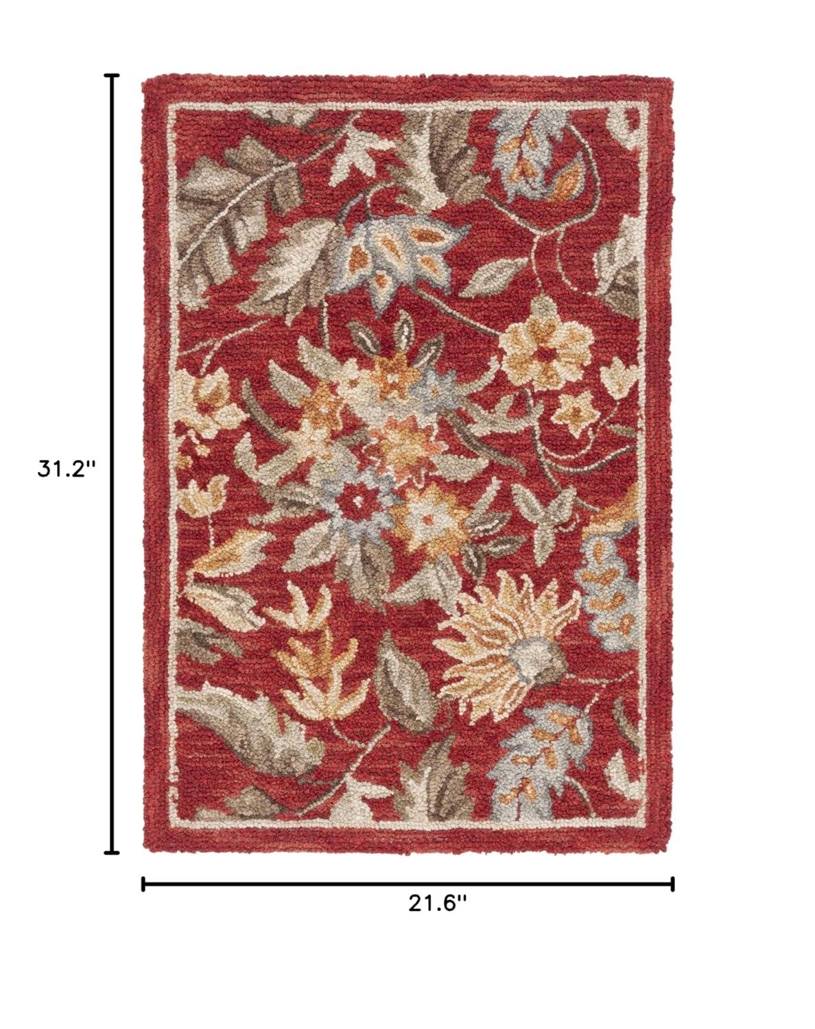 SAFAVIEH Chelsea Alaia Floral Wool Area Rug, Red, 1'8" x 2'6"