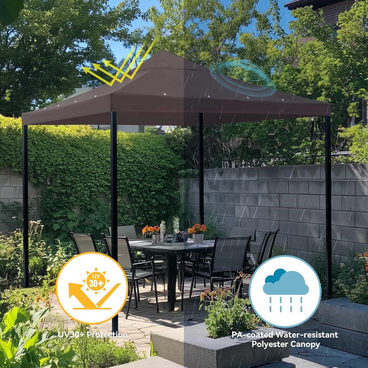 Yescom 10x10Ft Gazebo Top Replacement for beach cabanas for 1 Tier Outdoor Canopy Cover Patio Garden Yard Party Coffee Tan