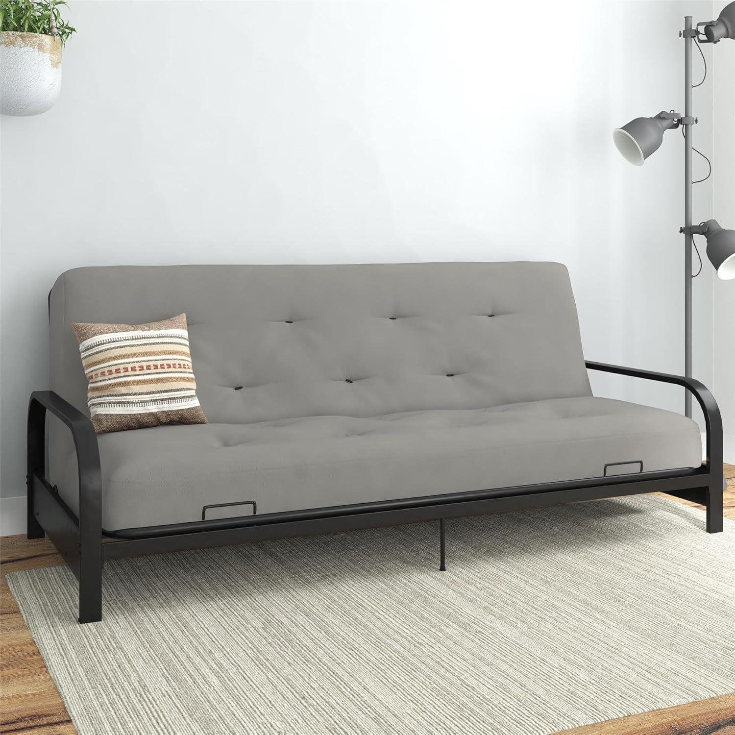 Full Taupe Gray Microfiber Innerspring Futon Mattress