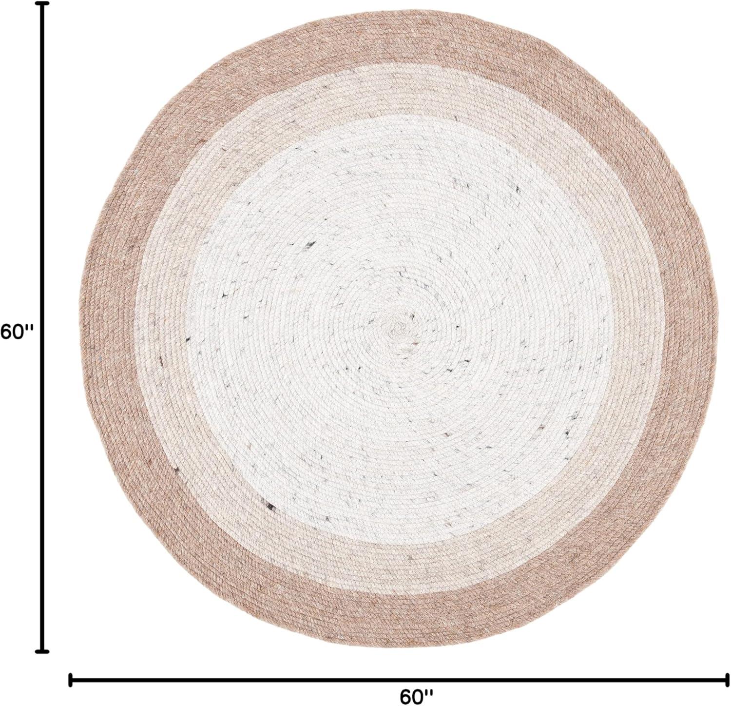 Braided BRD903 Hand Woven Indoor Area Rug - Beige/Ivory - 5' Round - Safavieh