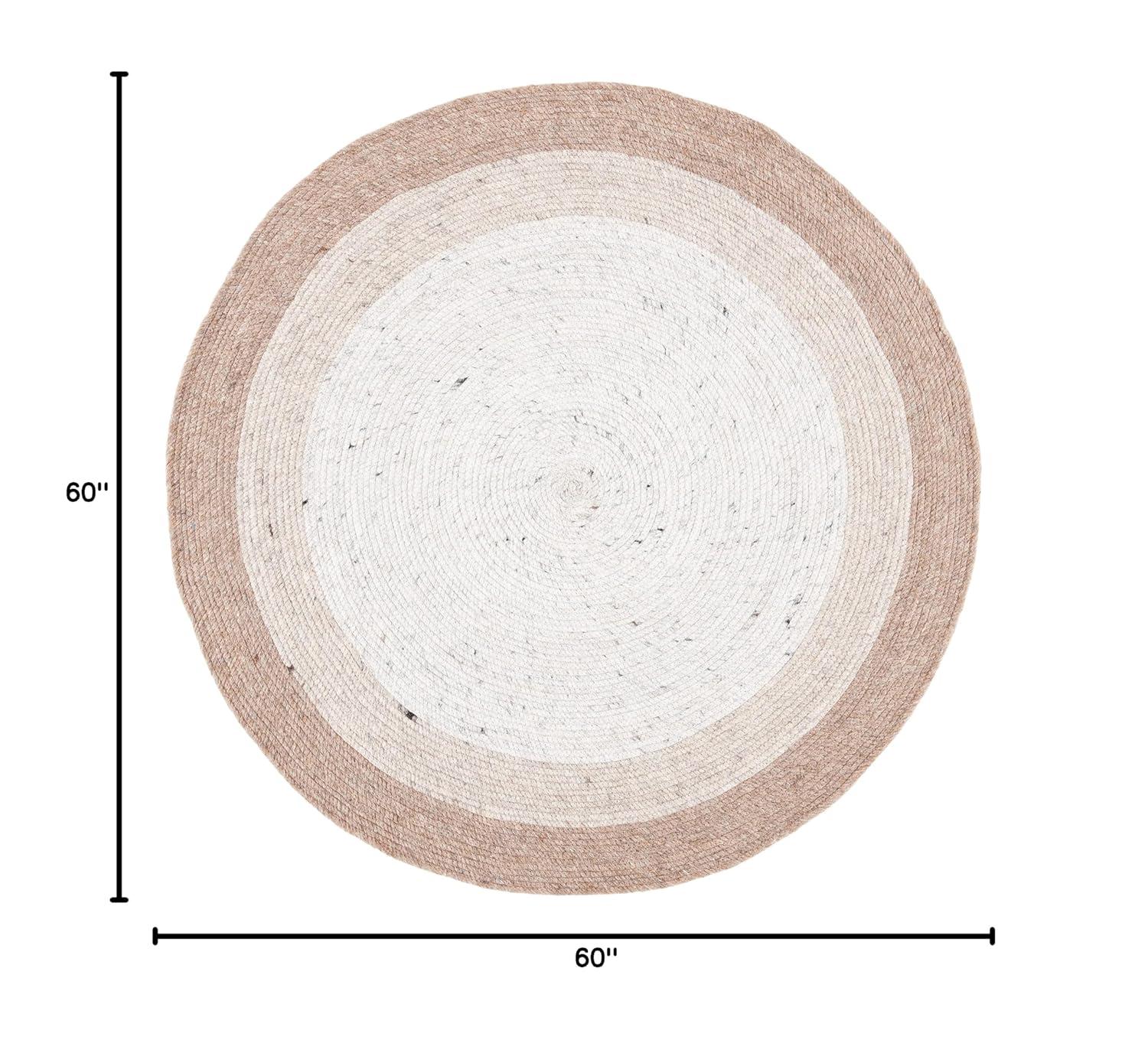 Braided BRD903 Hand Woven Indoor Area Rug - Beige/Ivory - 5' Round - Safavieh