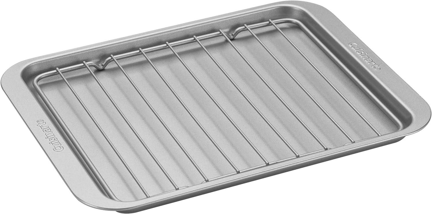 Silver Non-Stick Rectangle Toaster Oven Broiling Pan with Rack