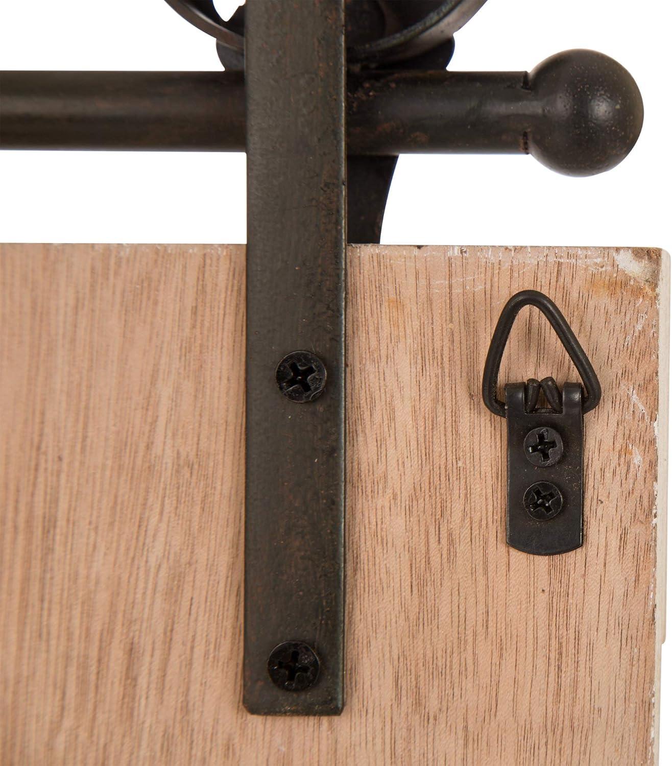 Glitzhome 35" H Farmhouse Wooden Barn Door Wall Decor,Rustic Barn Door Wall Art Decoration Vintage Wall Panels Accents Sign Window Shutters for Cottage Living Room Home Hanging Décor