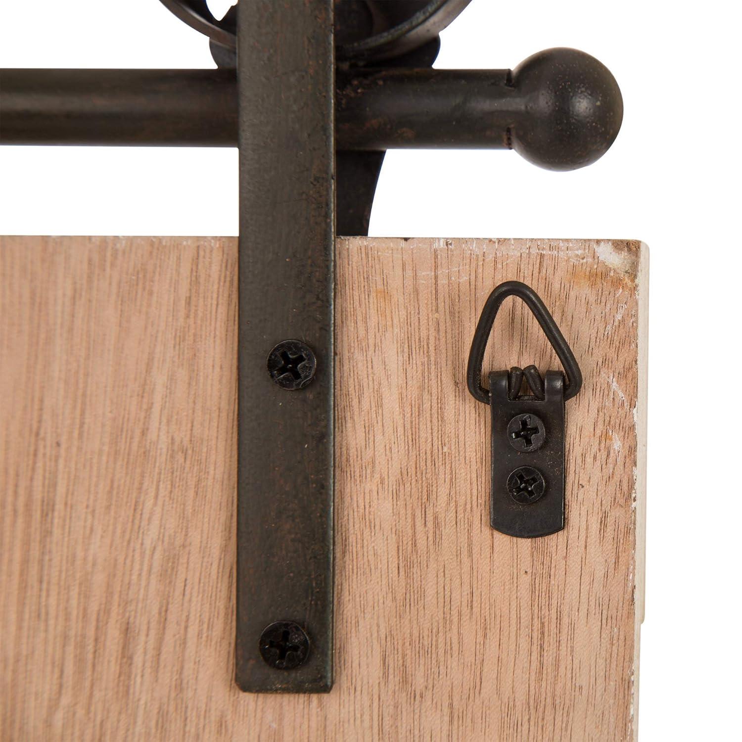 Glitzhome 35" H Farmhouse Wooden Barn Door Wall Decor,Rustic Barn Door Wall Art Decoration Vintage Wall Panels Accents Sign Window Shutters for Cottage Living Room Home Hanging Décor