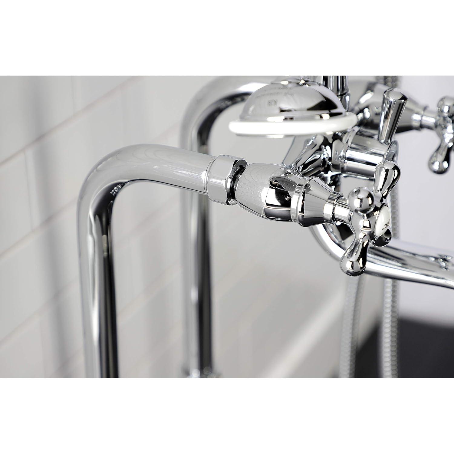 Kingston Brass CCK226K1 Kingston Brass Kingston Three-Handle 2-Hole Freestanding Clawfoot Tub Faucet Package with Supply Line and Stop Valve