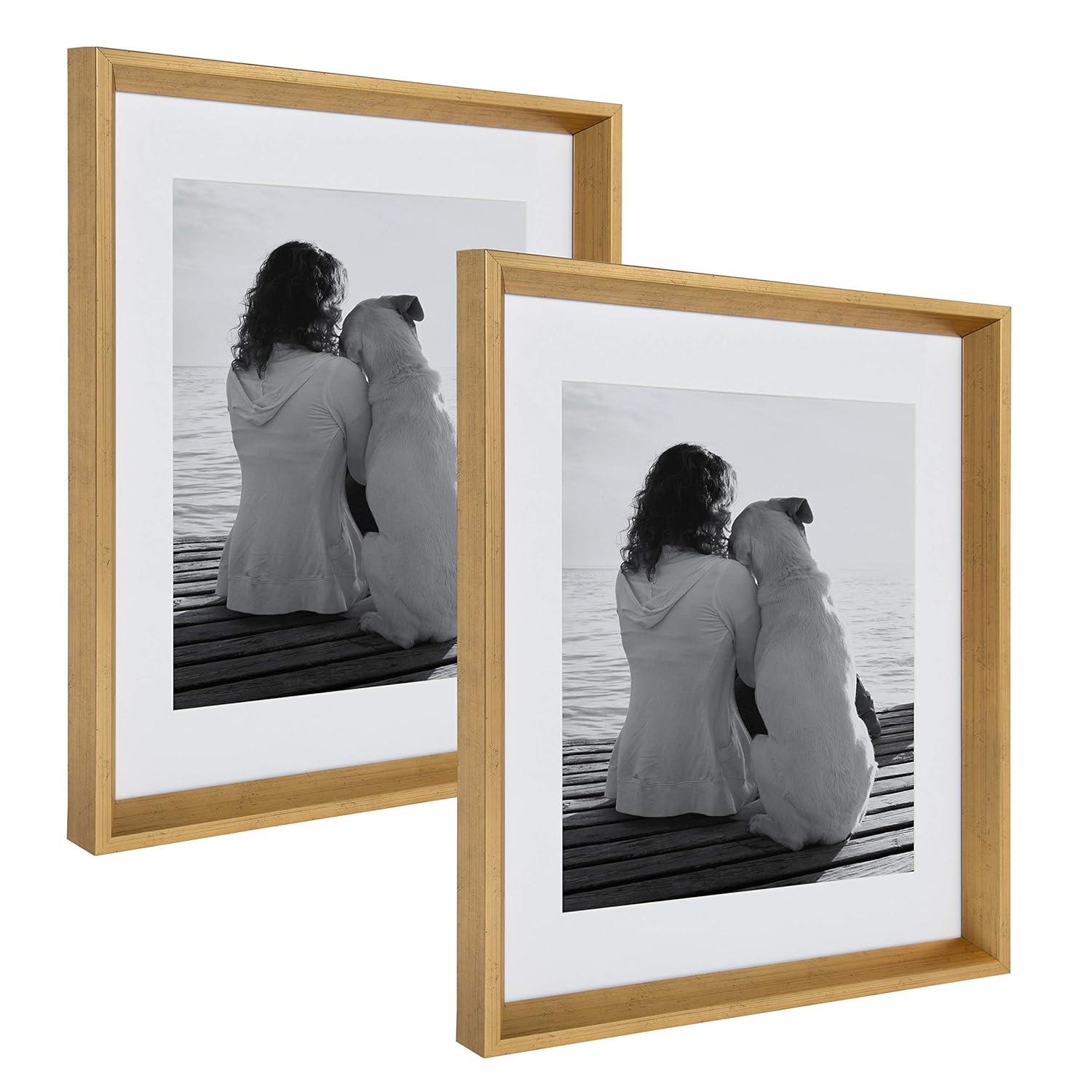 Kate & Laurel All Things Decor 14" x 18" Calder Wall Frame Gold : Modern Style, Dual Orientation, Plastic Construction