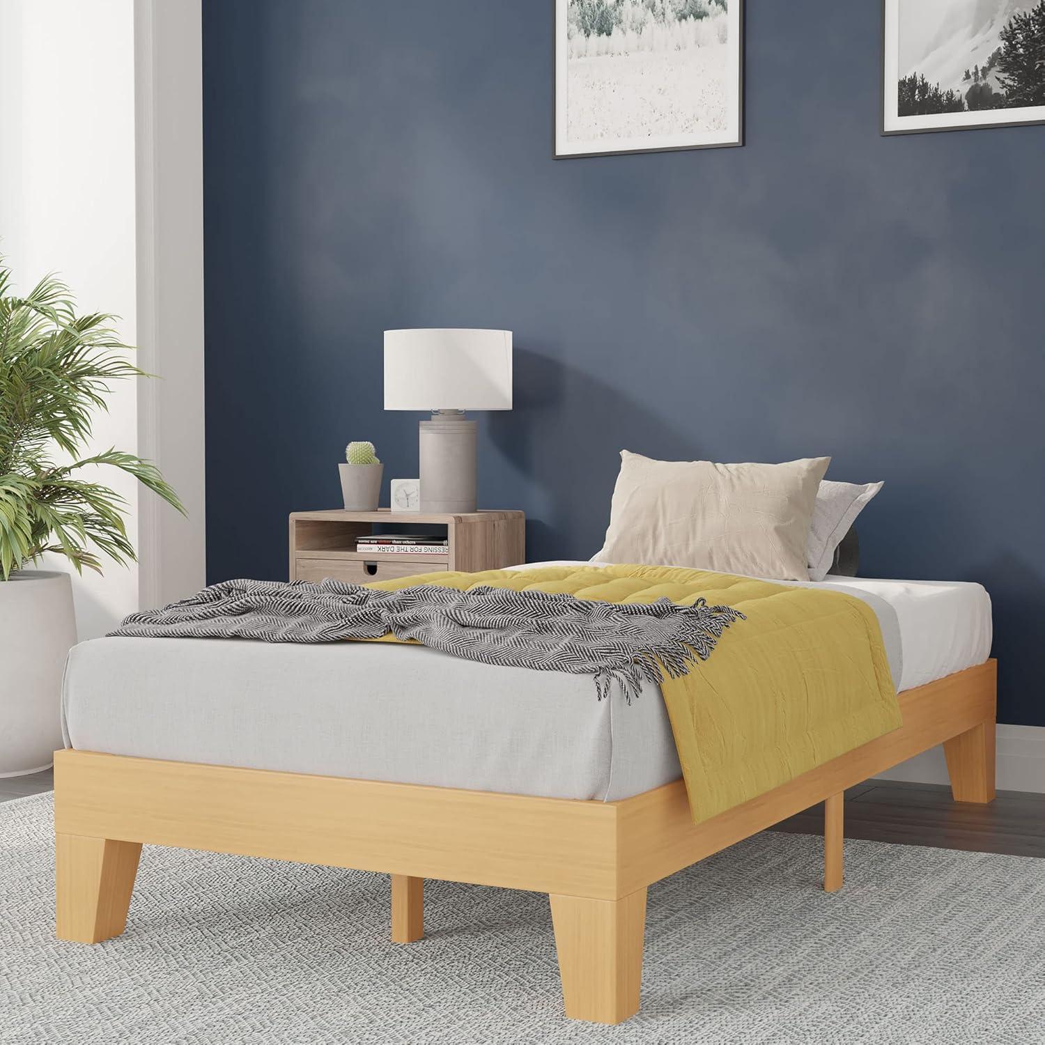 Flash Furniture Evelyn Solid Wood Platform Bed with Wooden Support Slats, No Box Spring Required