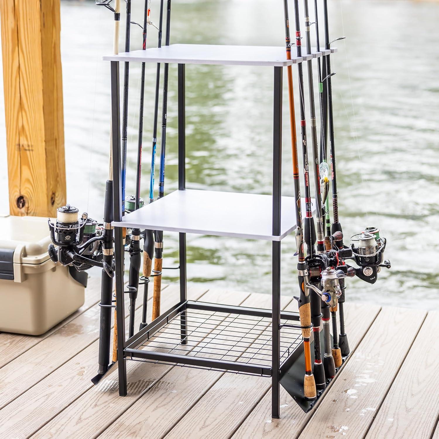 Teal Triangle Tarpin Fishing Pole Stand | Holds up to 10 Rods