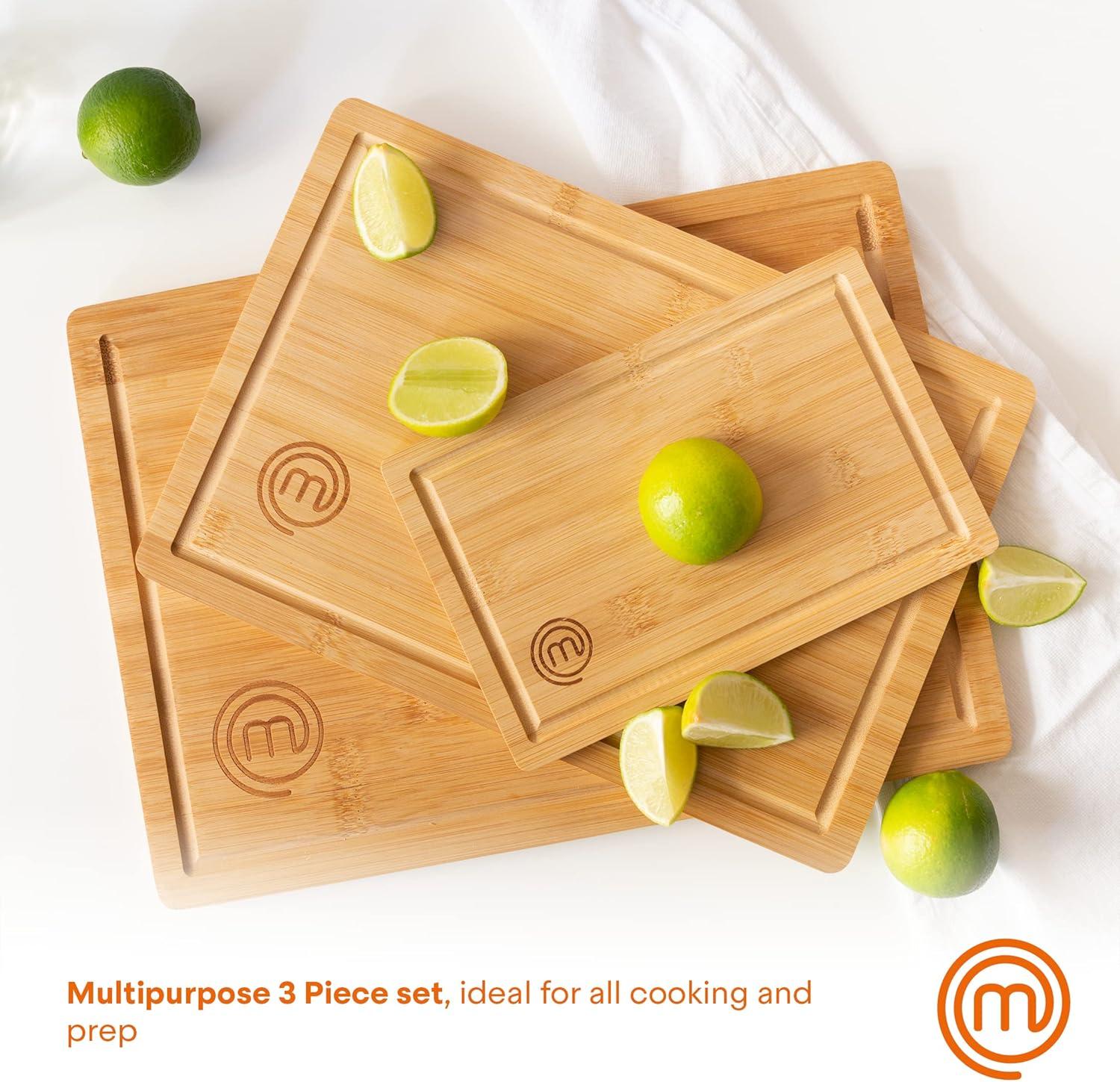 Eco-Friendly Bamboo Cutting Board Set with Juice Grooves