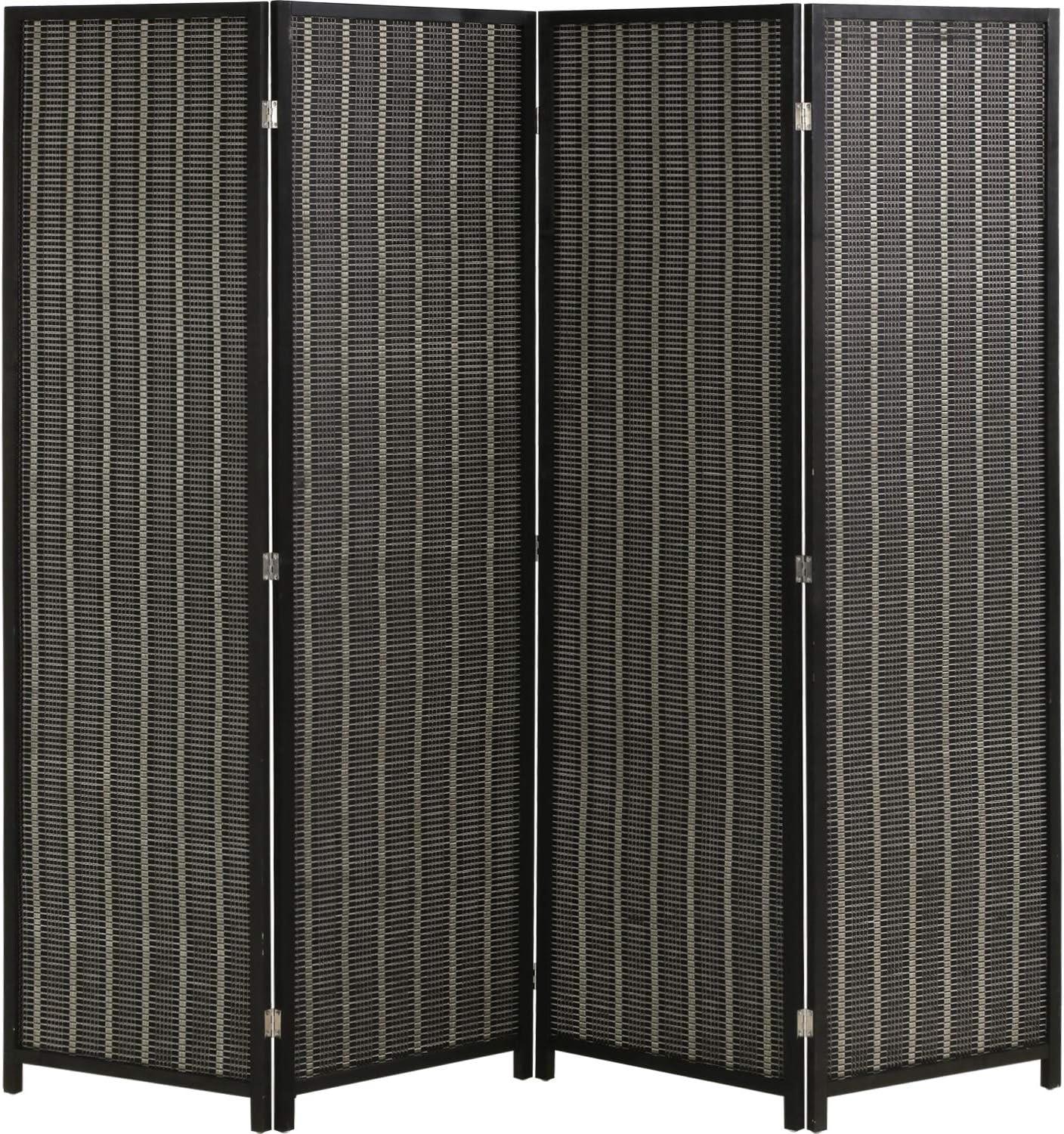 FDW Bamboo Room Divider Folding Privacy Wooden Screen 4 Panel 72 Inches High 17.7 Inches Wide Room Divider for Living Room Bedroom Study,Natural