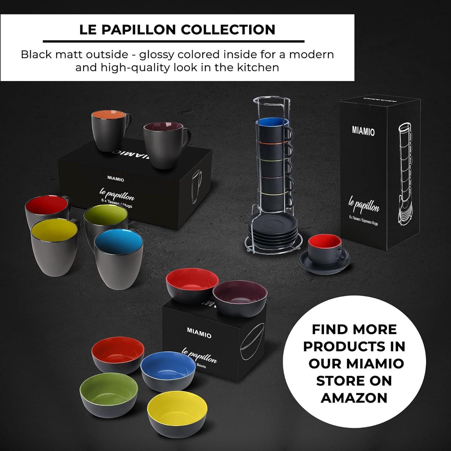 Colorful Ceramic Espresso Cup Set with Saucers and Stand