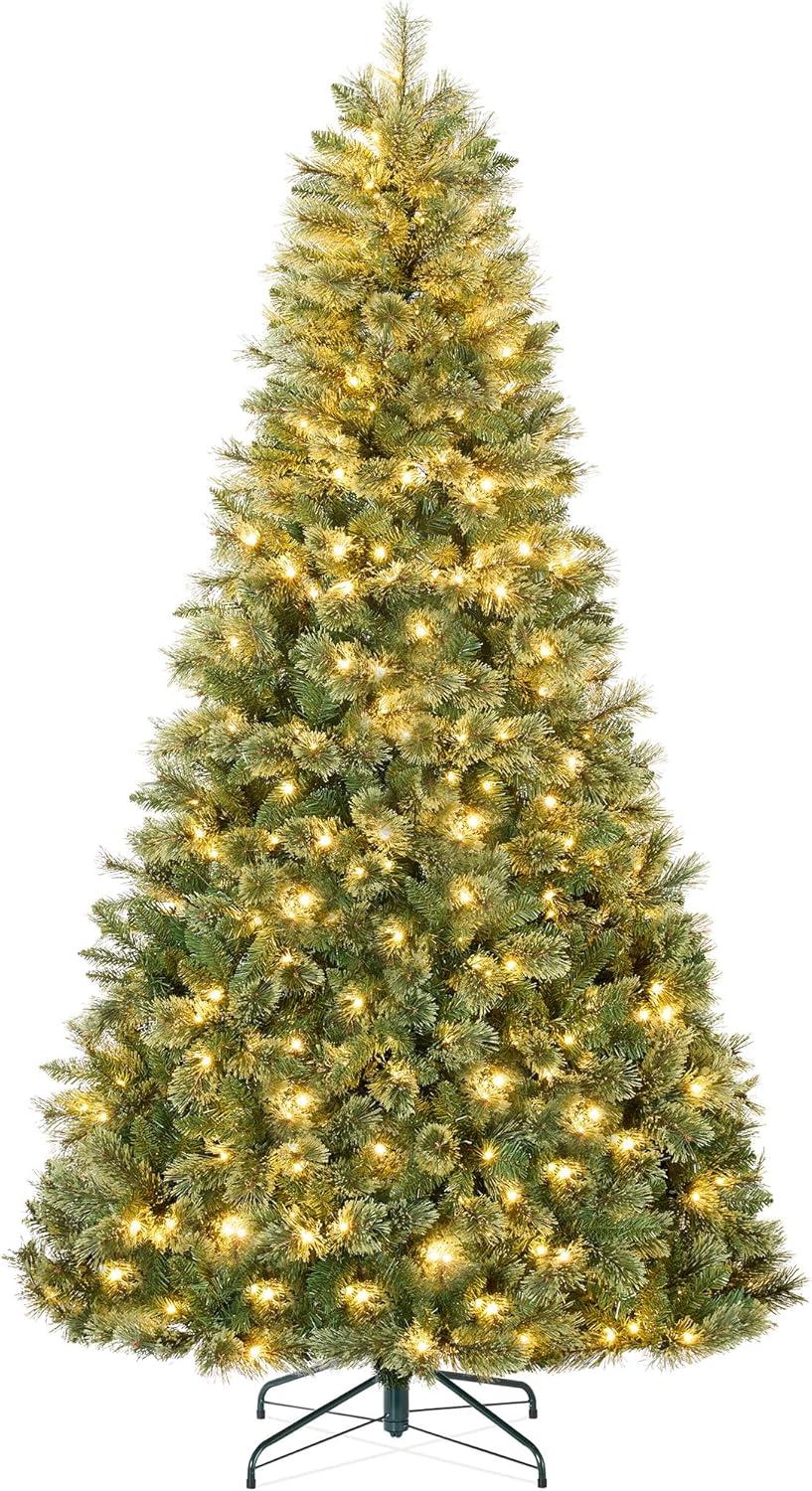 Best Choice Products 7.5ft Pre-Lit Cashmere Christmas Tree Holiday Decor w/ Cordless Connection, 2-in-1 LED Lights
