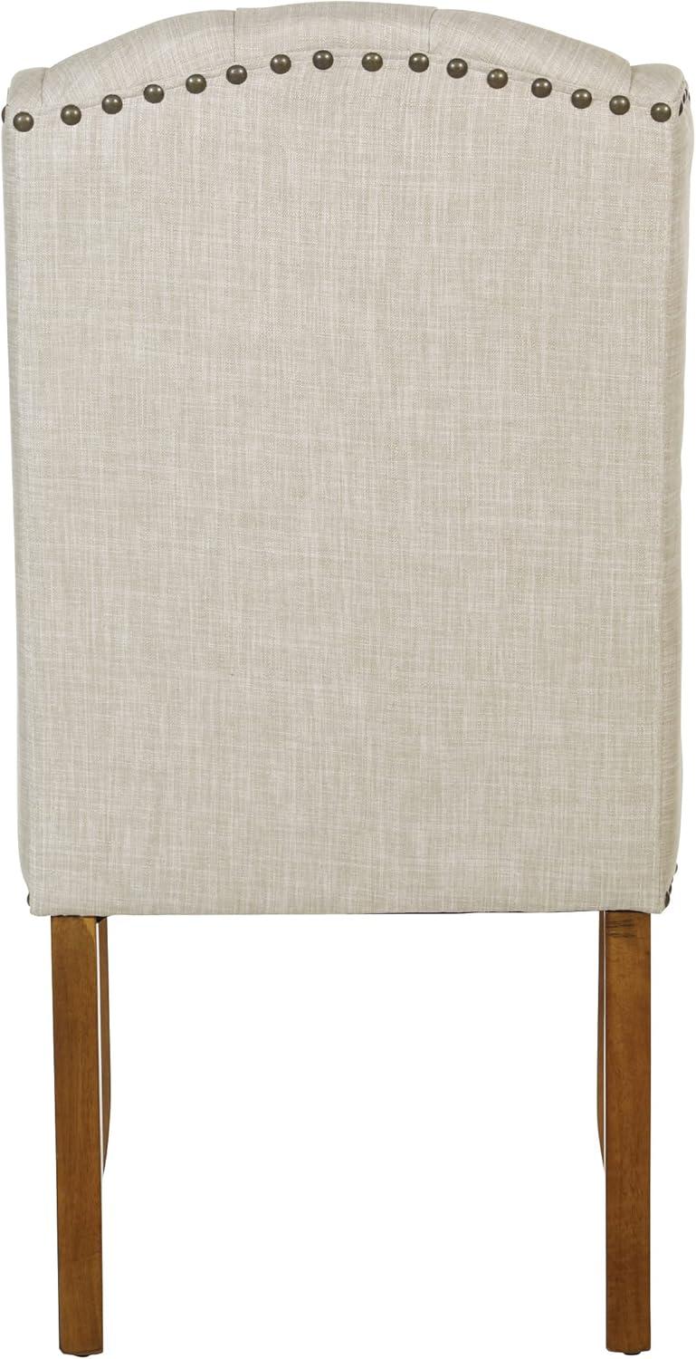 Elegant Linen Upholstered Parsons Side Chair with Wood Legs