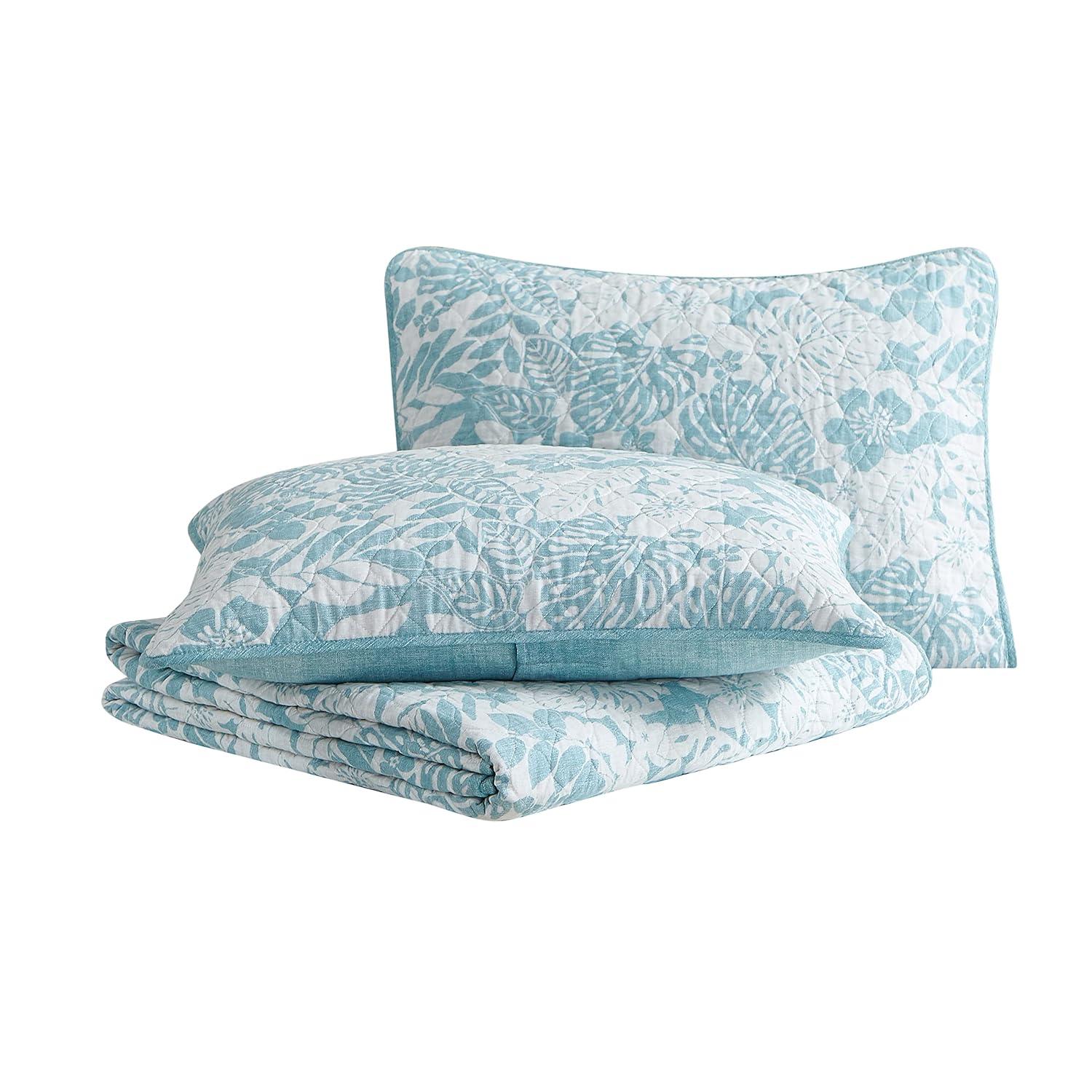 Tommy Bahama Laguna Beach Blue Cotton Reversible Quilt Set