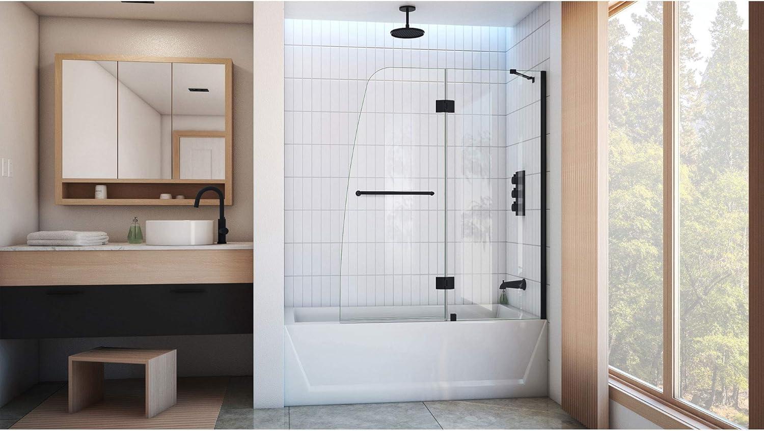 Aqua 56" W x 58" H Hinged Semi-Frameless Tub Door