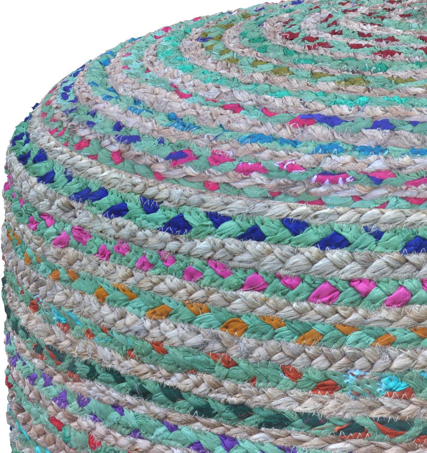 Simpli Home Margo 20"W Cotton and Jute Boho-style Pouf