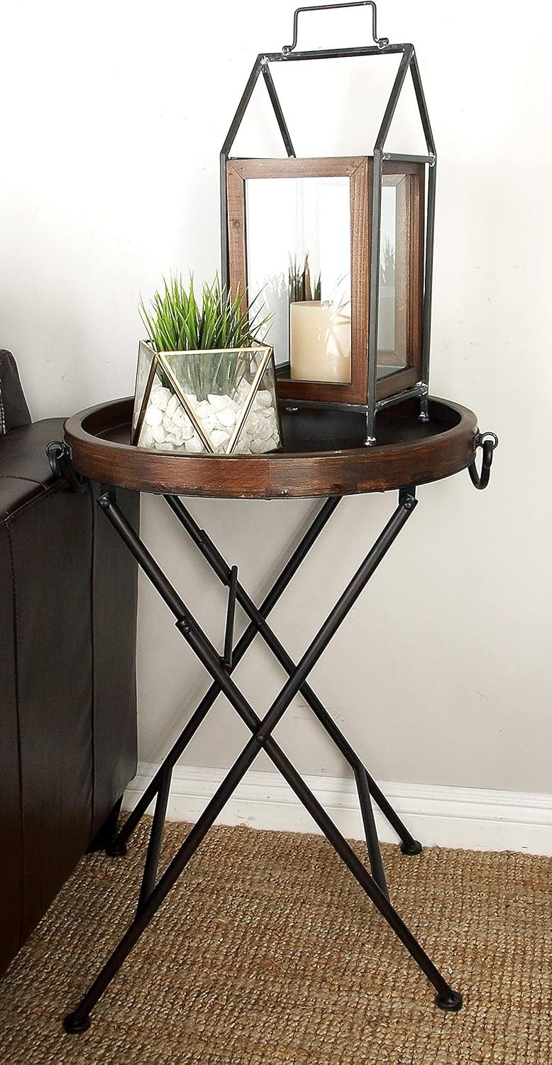 Traditional Round Brown Tray Table Brown - Olivia & May