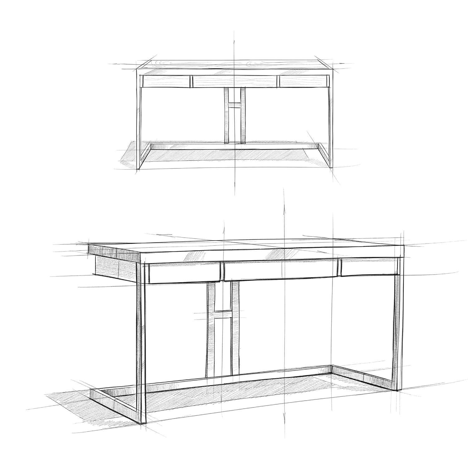 Simpli Home Erina 48"W Solid Acacia Wood Small Desk, Industrial Style with Keyboard Tray and 2 Drawers