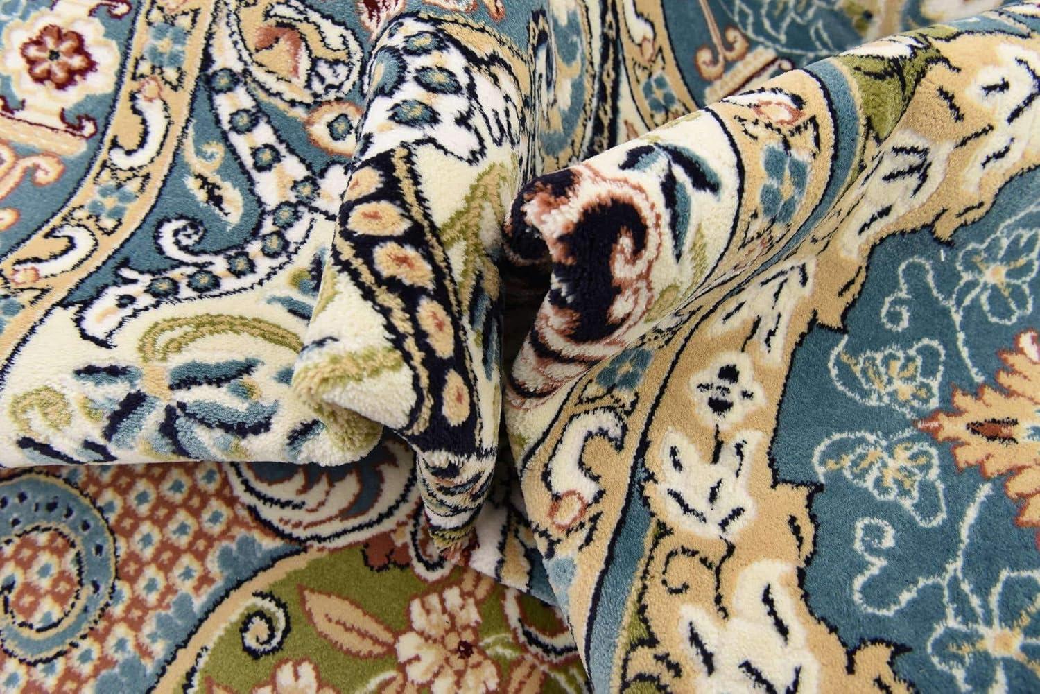 Unique Loom Glasgow Narenj Rug Blue/Black 8' x 10' Rectangle Floral Traditional Perfect For Living Room Bed Room Dining Room Office