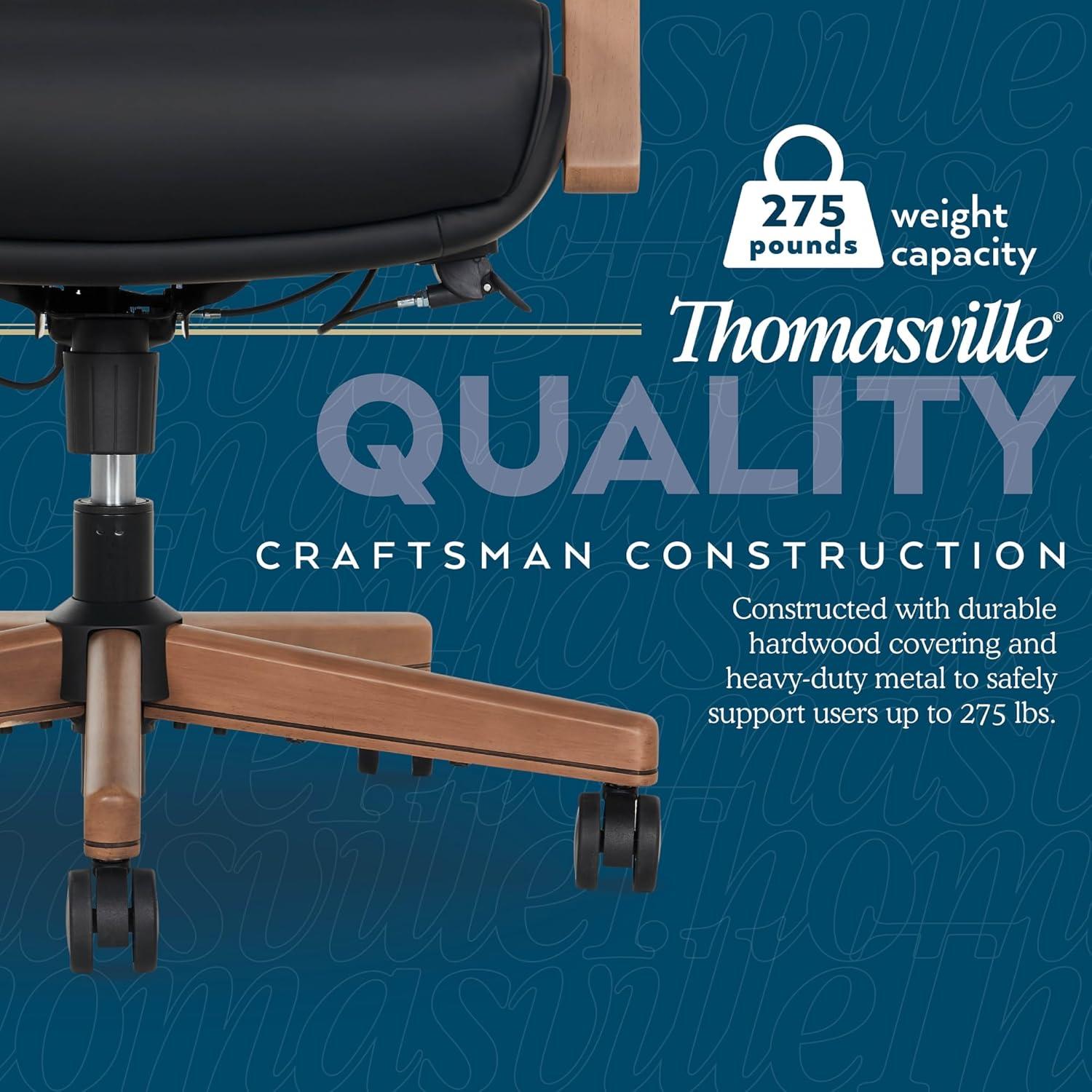 Thomasville® Fendley Ergonomic Vegan Leather Mid-Back Office Chair, Black/Brown