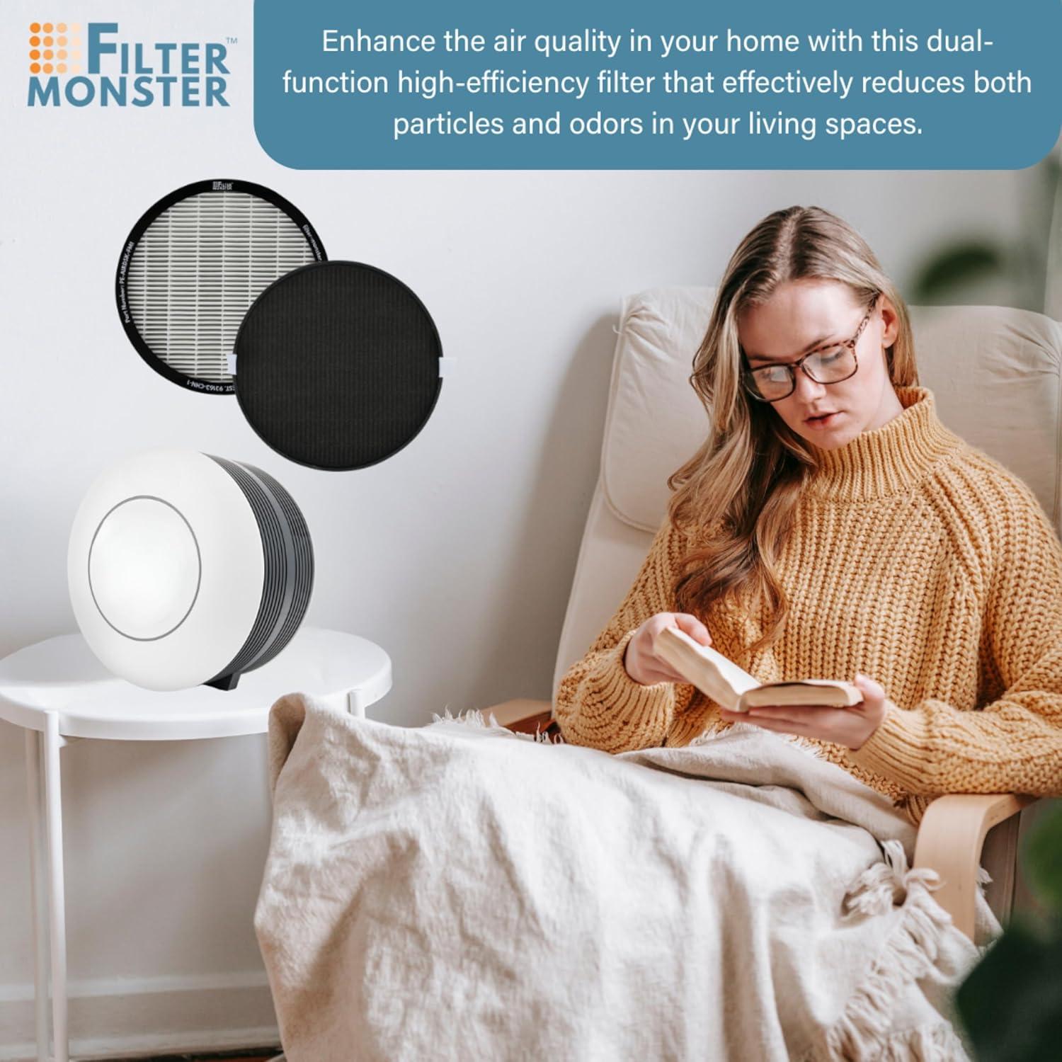 Pure Enrichment Pure Zone Halo True HEPA Air Filter: Captures Dust, Smoke, Pet Dander, Mold, Odors, Pollen, 8x8x1, 0.25 lbs
