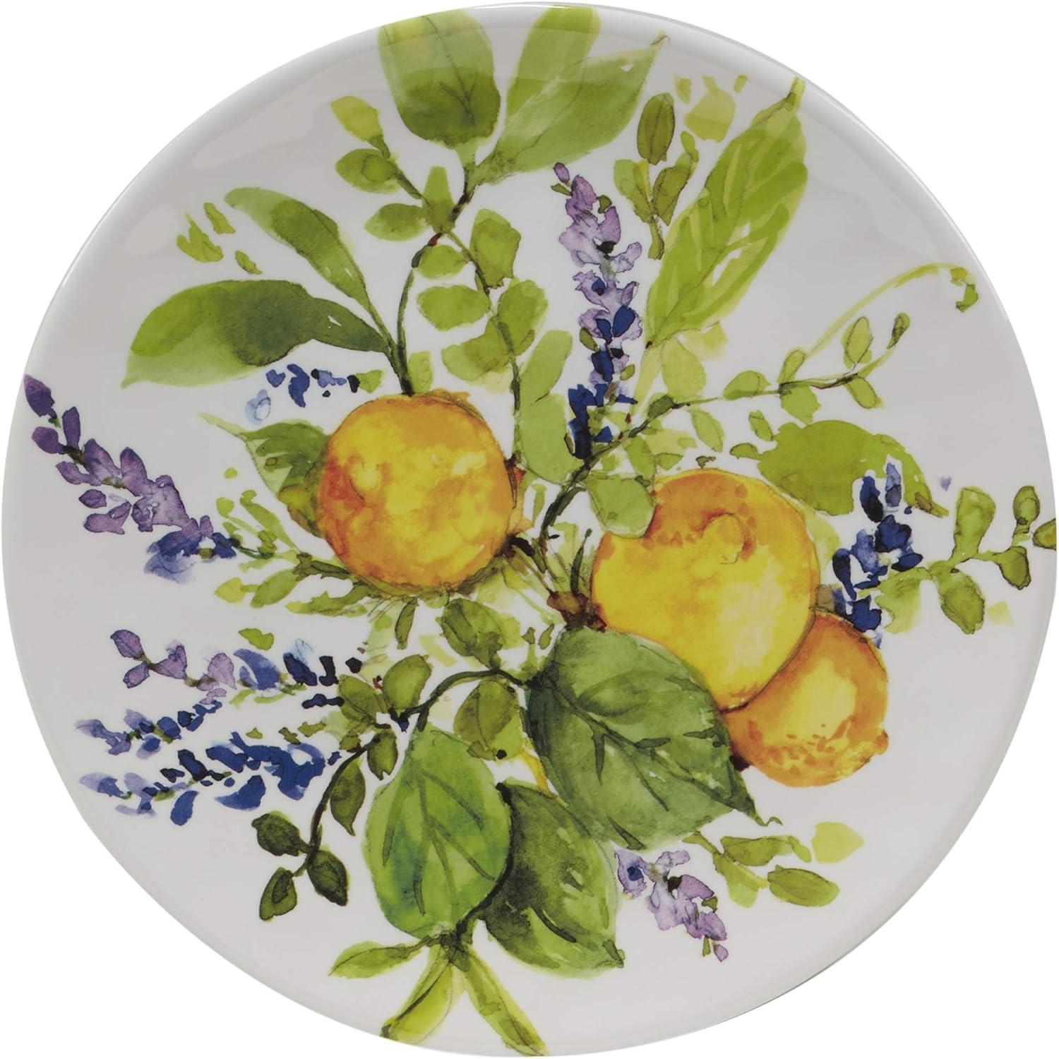 Lemon Zest Floral Melamine 12-Piece Dinnerware Set