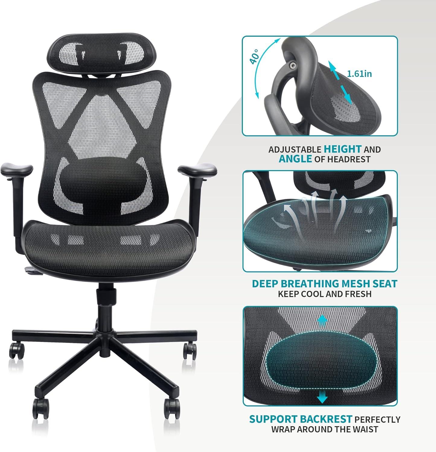 Black Mesh High Back Ergonomic Swivel Office Chair