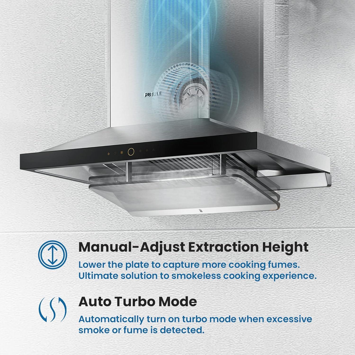 FOTILE Stainless Steel 1000 CFM Ducted (Vented) Range Hood with Baffle Filter